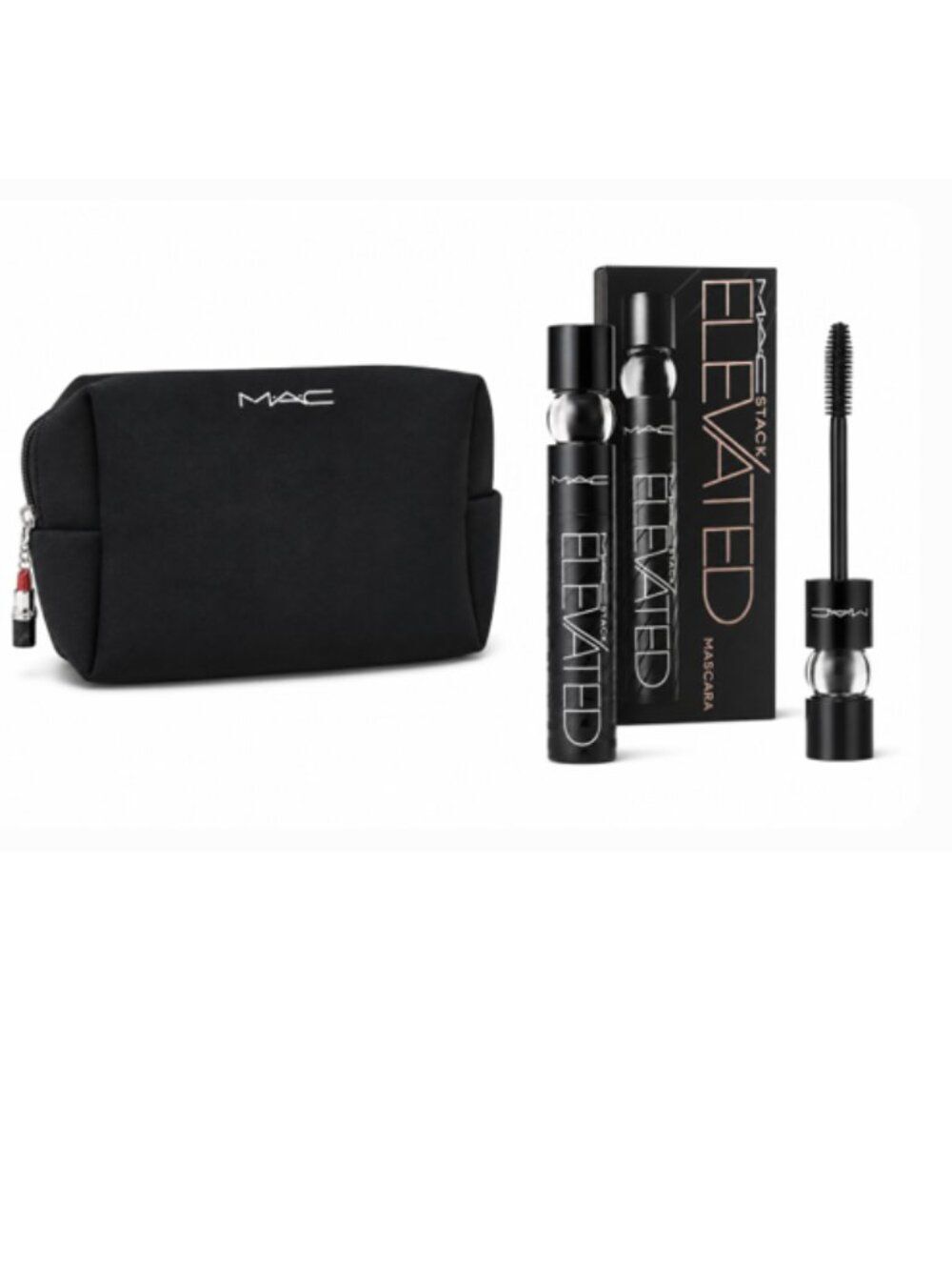 MACโBlack Neoprene Makeup Pouch + MยทAยทCStack Elevated Waterproof Mascara - New
